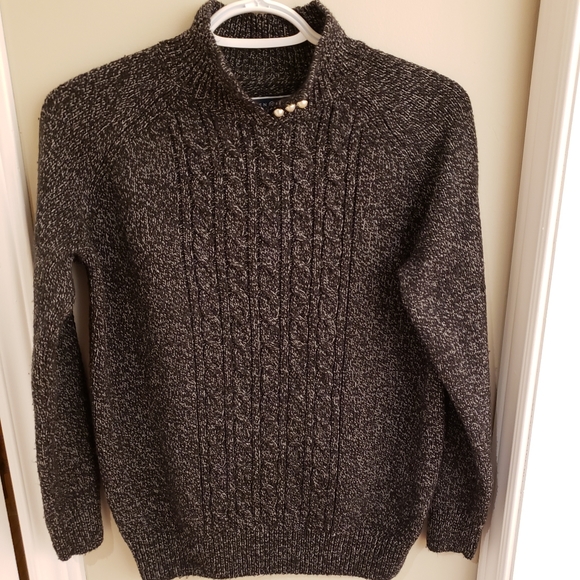 Marled Sweater with faux-Pearl button deta… - Picture 1 of 5